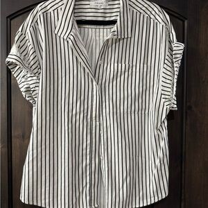 Frame Denim Black and White Boxy Button Down Shirt